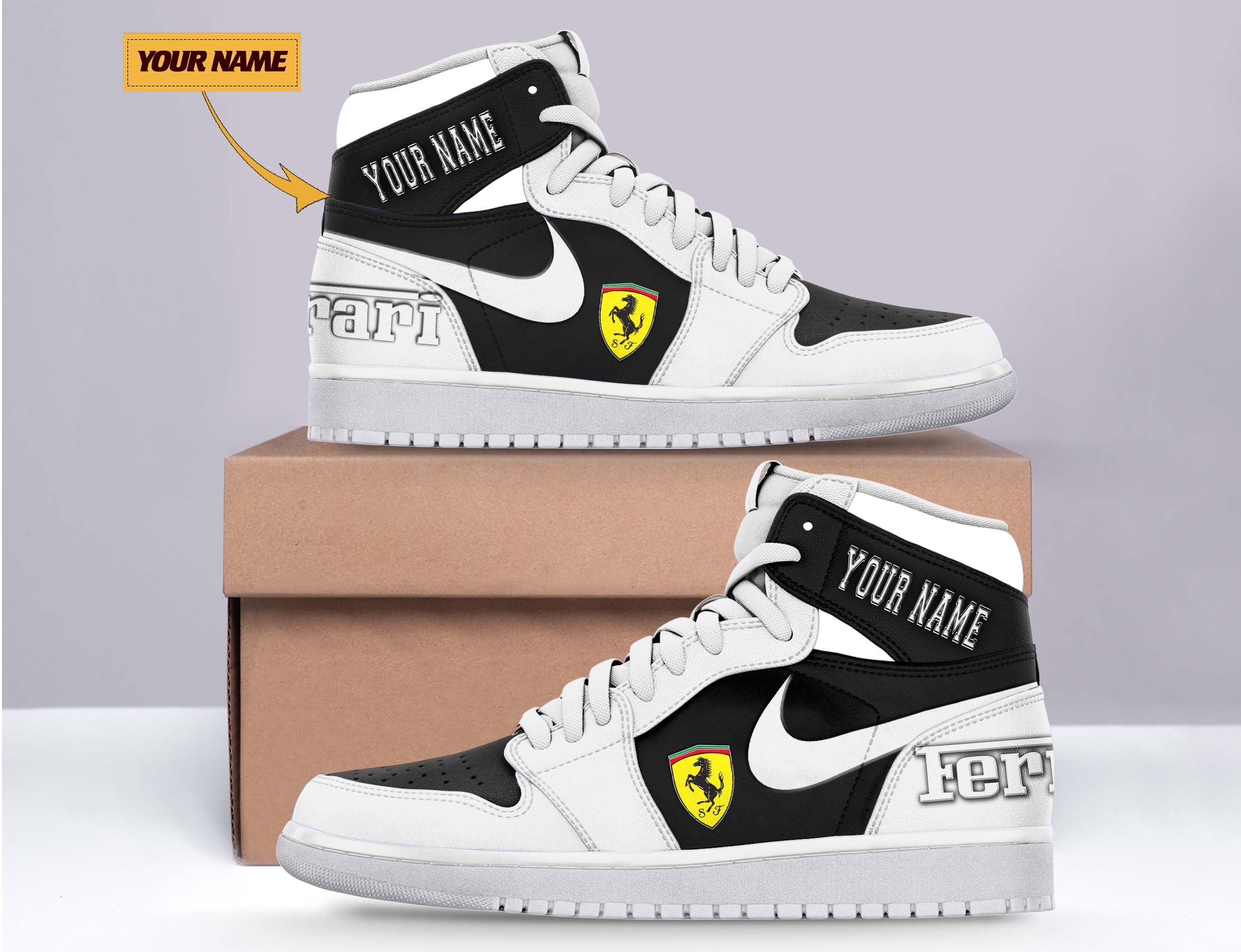 Ideafootwear Ferrari AJ1 High Sneakers Shoes For Men And Women