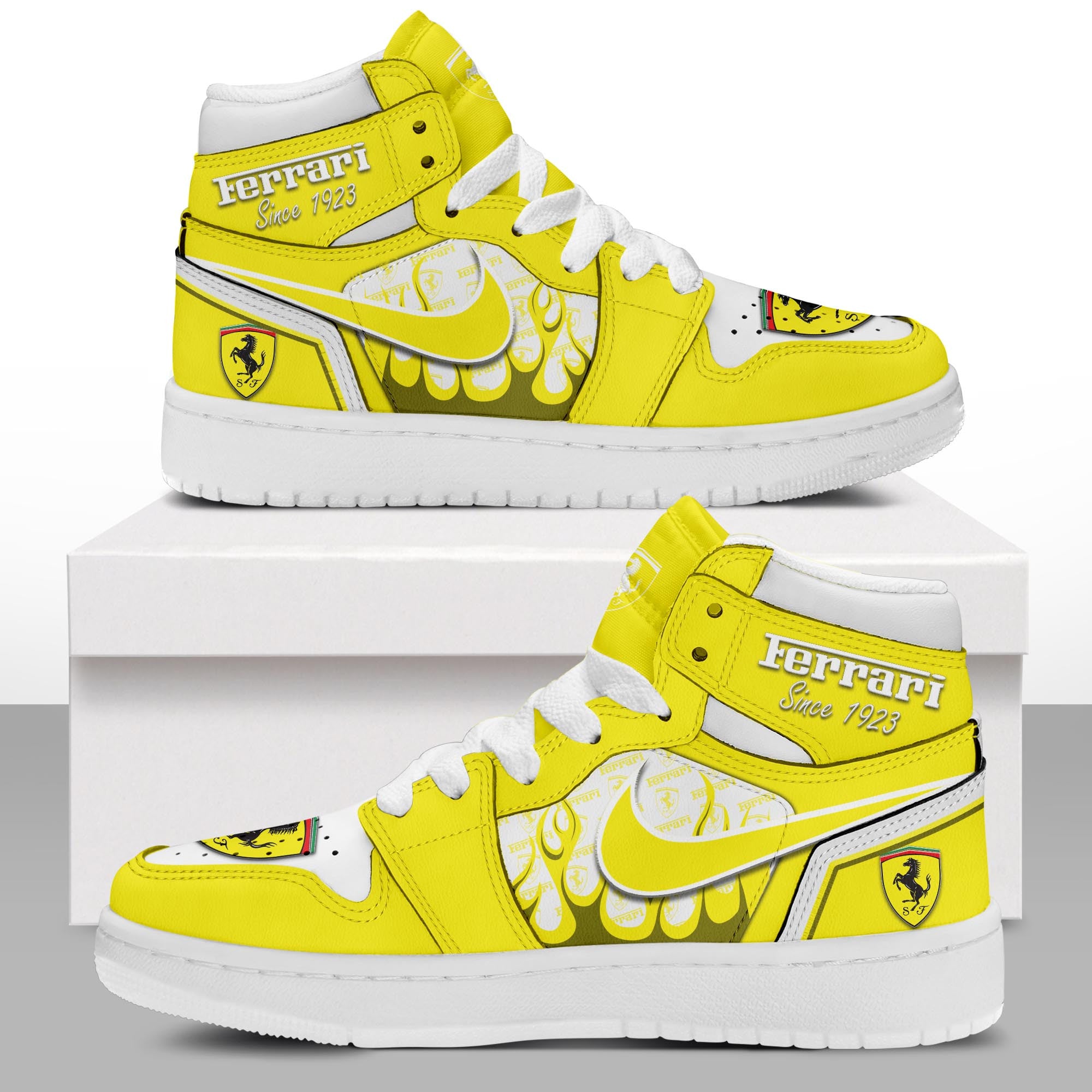 Ideafootwear Ferrari AJ1 High Sneakers Shoes For Men And Women