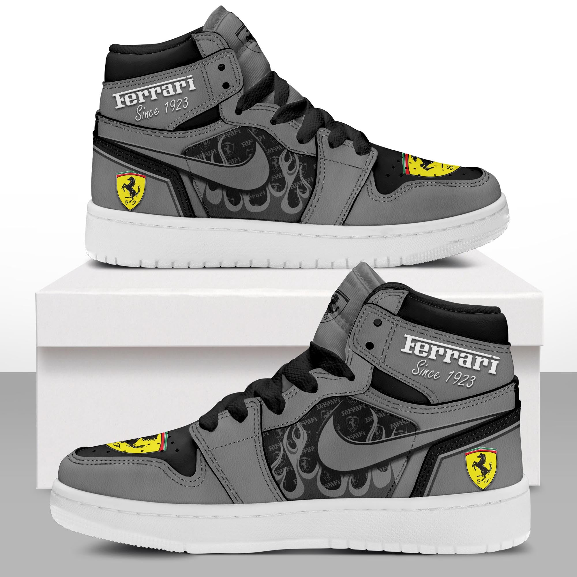 Ideafootwear Ferrari AJ1 High Sneakers Shoes For Men And Women