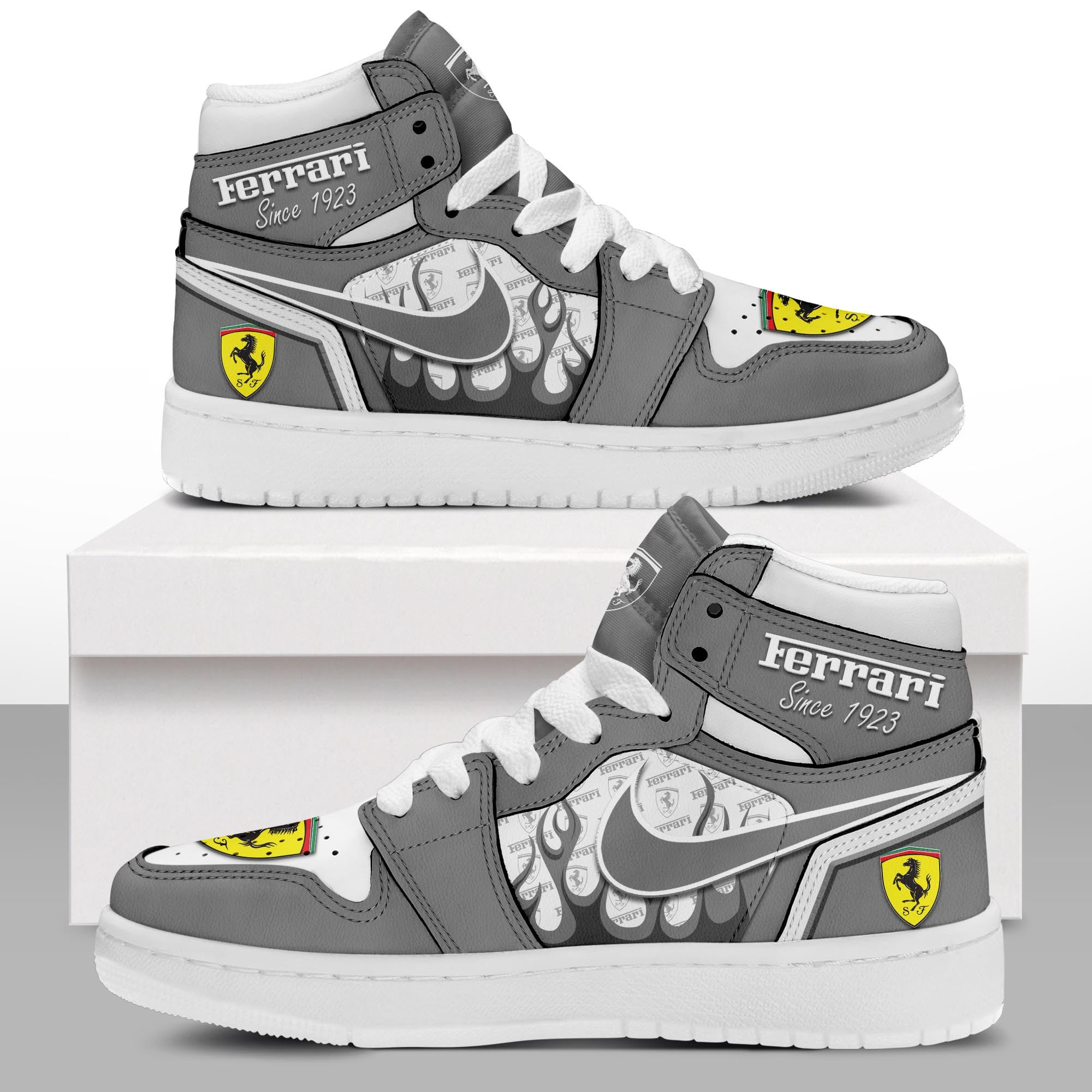 Ideafootwear Ferrari AJ1 High Sneakers Shoes For Men And Women