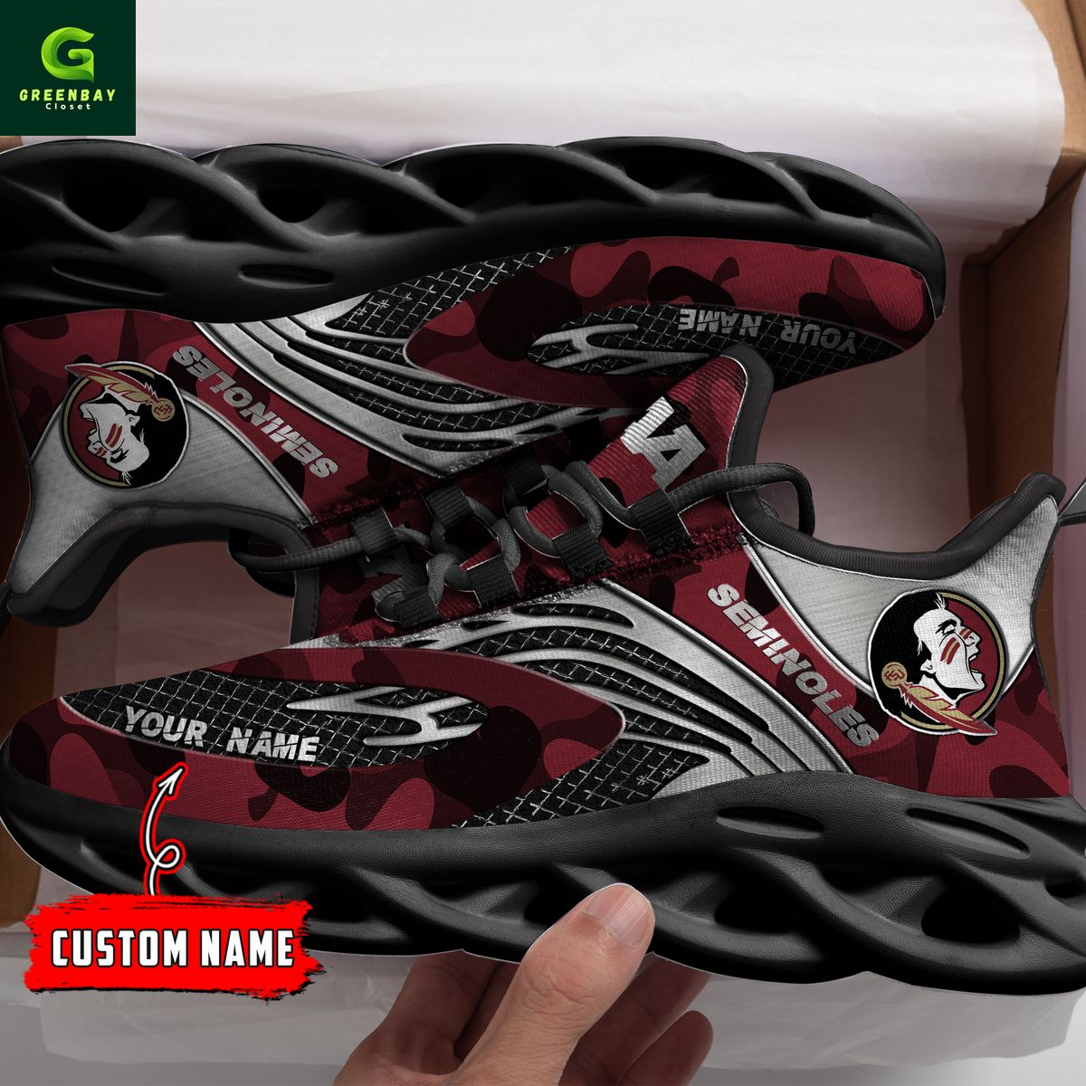 Ideafootwear Florida State Red &amp; Silver Seminoles Red Max Soul Shoes Sneakers For Men And Women