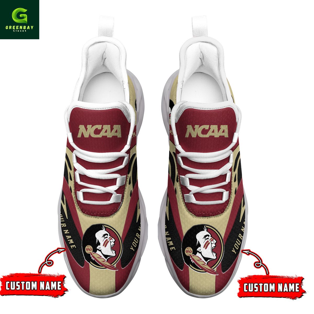 Ideafootwear Florida State Red &amp; Tan Seminoles Max Soul Shoes Sneakers For Men And Women