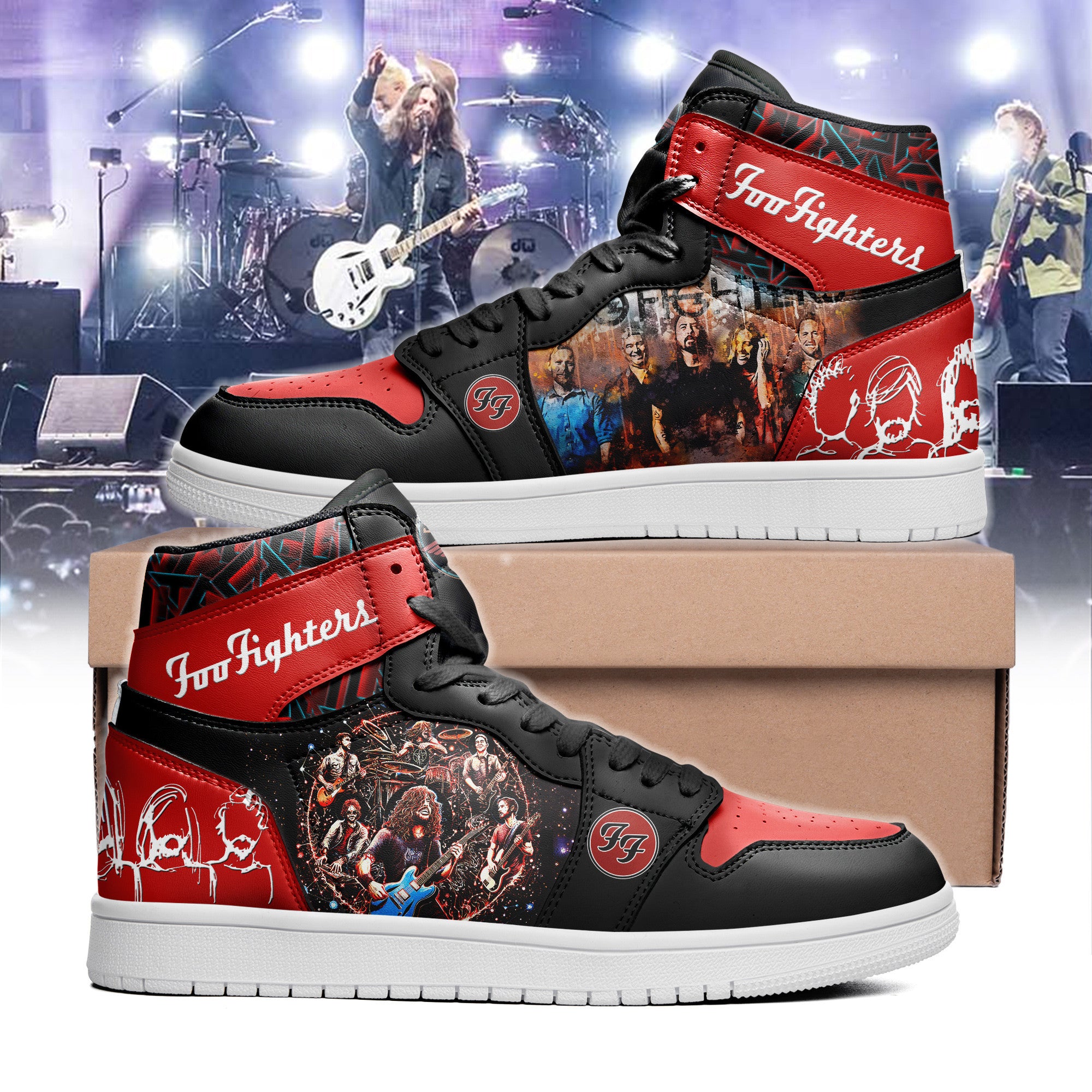 Ideafootwear Foo Fighters AJ1 High Sneakers Shoes For Men And Women