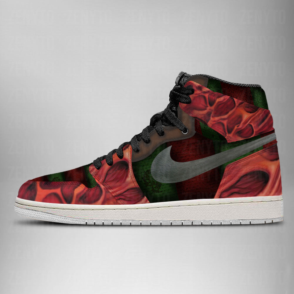Ideafootwear Freddy Krueger Halloween AJ1 High Sneakers Shoes For Men And Women