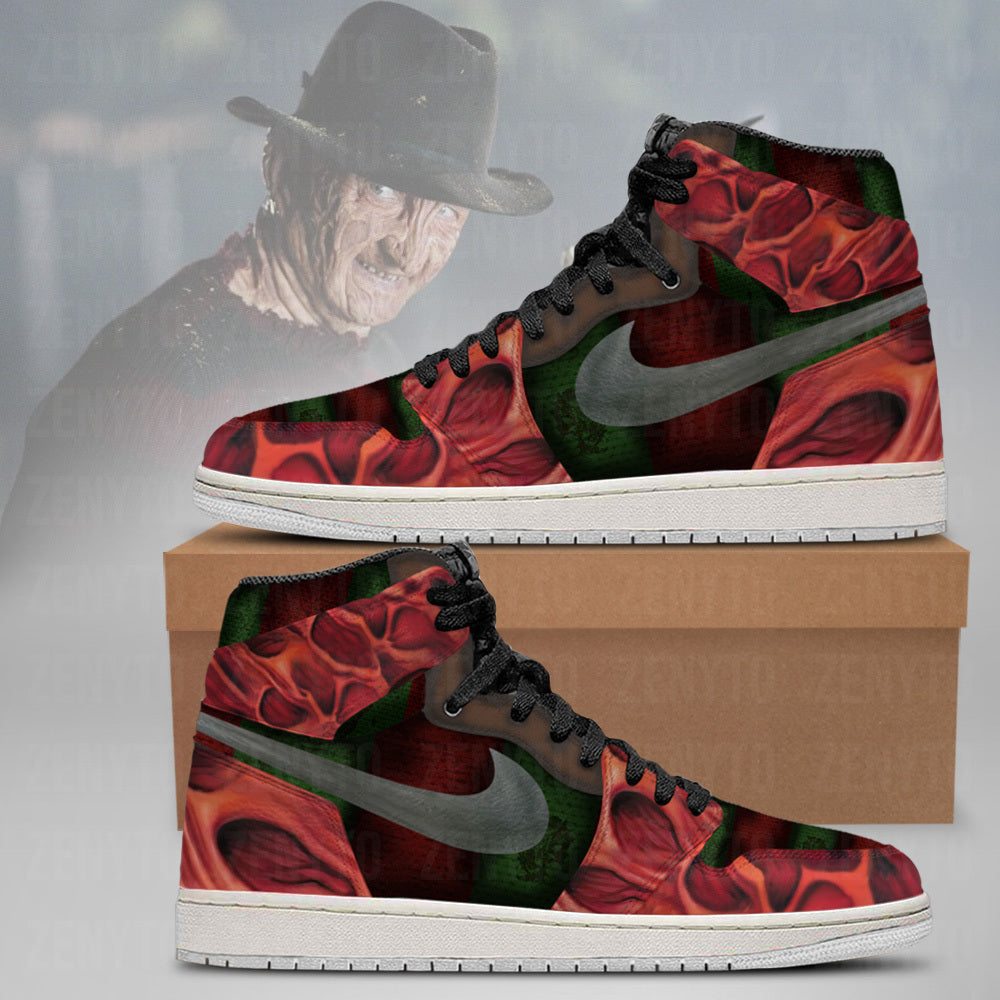 Ideafootwear Freddy Krueger Halloween AJ1 High Sneakers Shoes For Men And Women