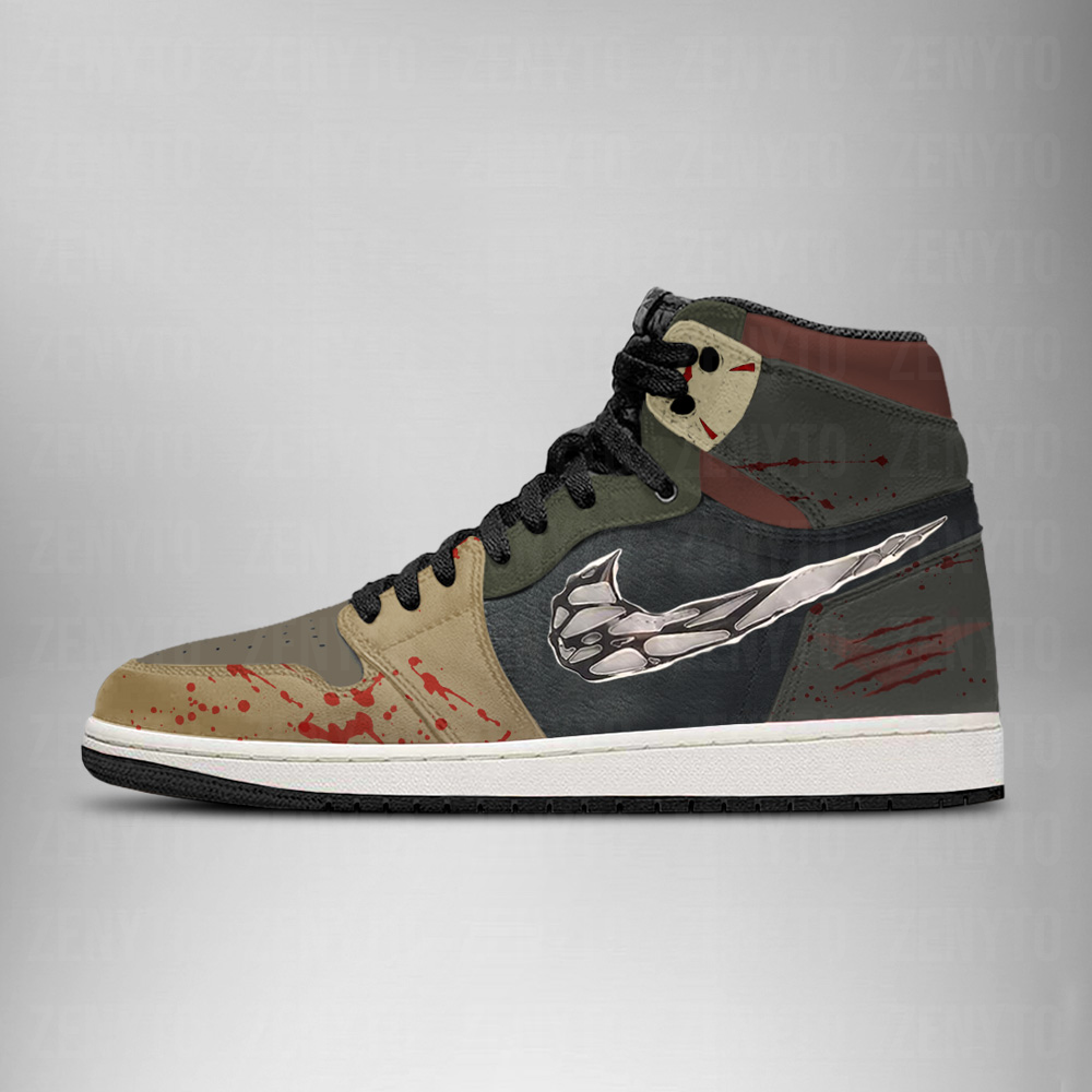 Ideafootwear Freddy vs Jason Halloween AJ1 High Sneakers Shoes For Men And Women