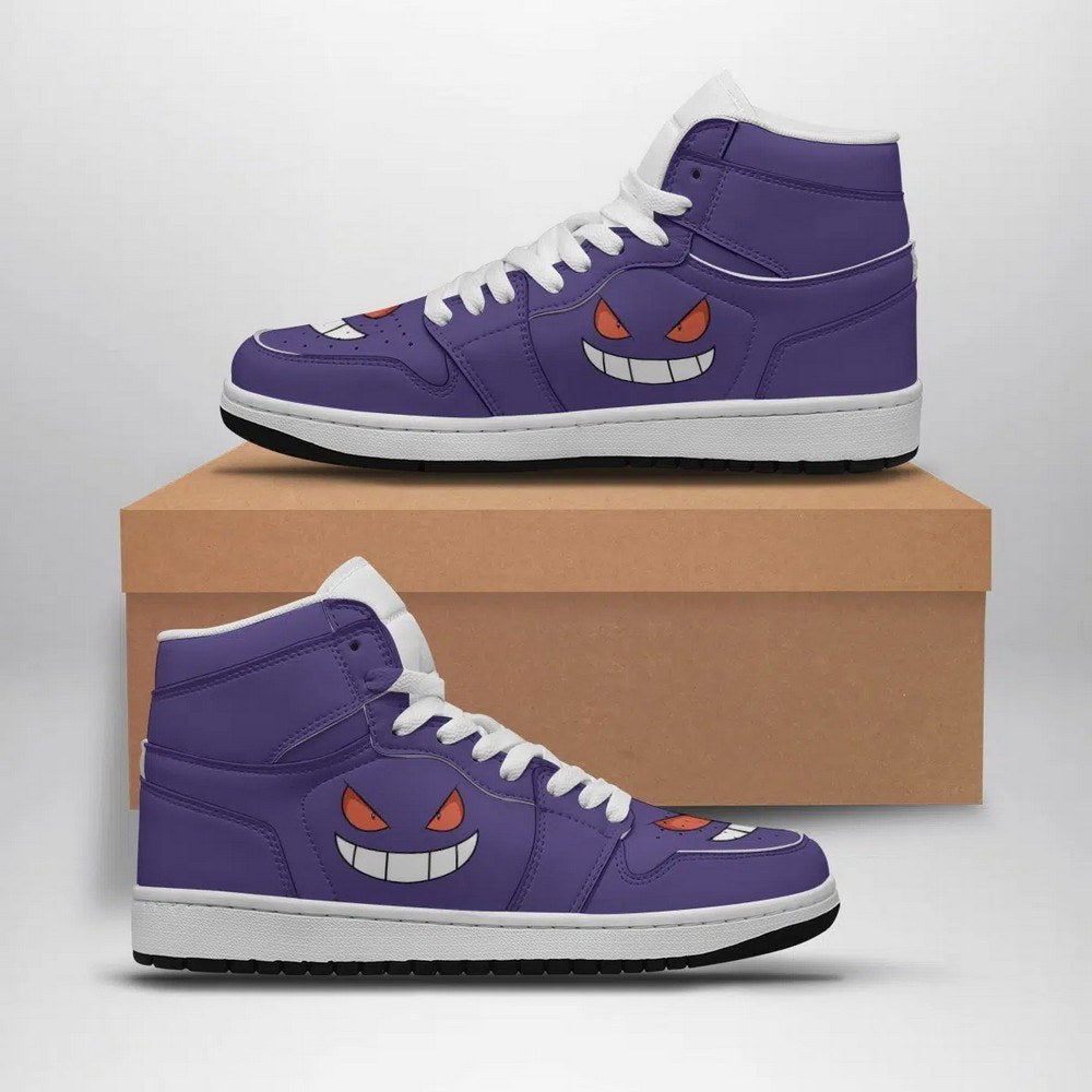 Ideafootwear Gengar Face Pokemon  AJ1 High Sneakers Shoes For Men And Women