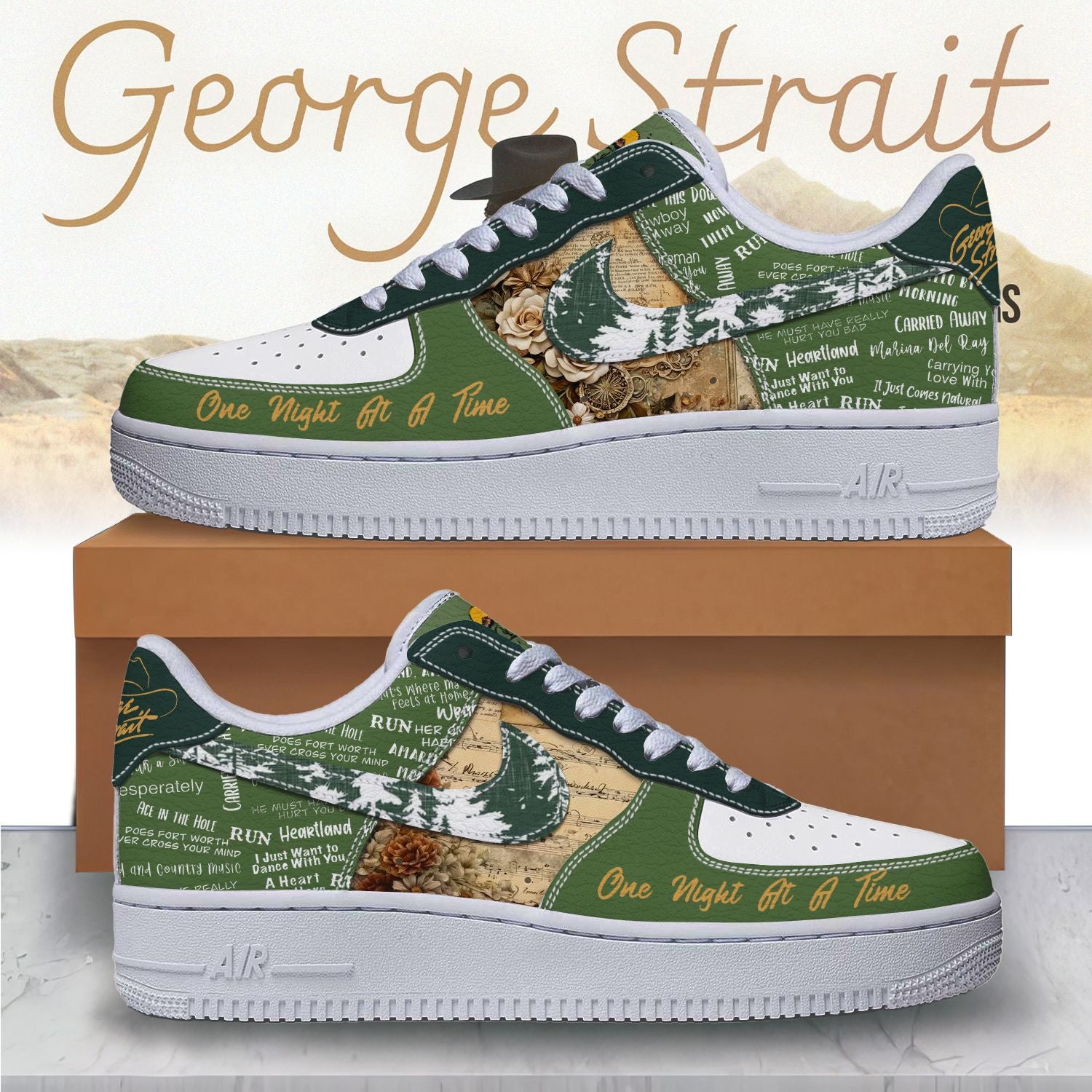 Ideafootwear George Strait Air Low-Top Sneakers Shoes For Men And Women 1