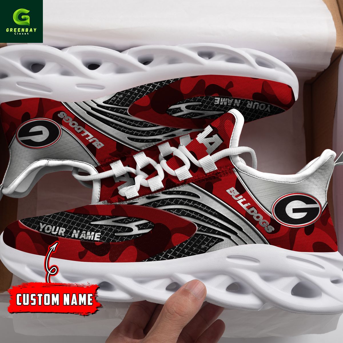 Ideafootwear Georgia Bulldogs Max Soul Shoes Sneakers For Men And Women
