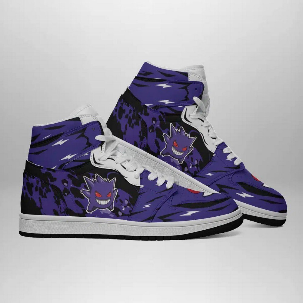 Ideafootwear Ghost Gengar Pokemon  AJ1 High Sneakers Shoes For Men And Women