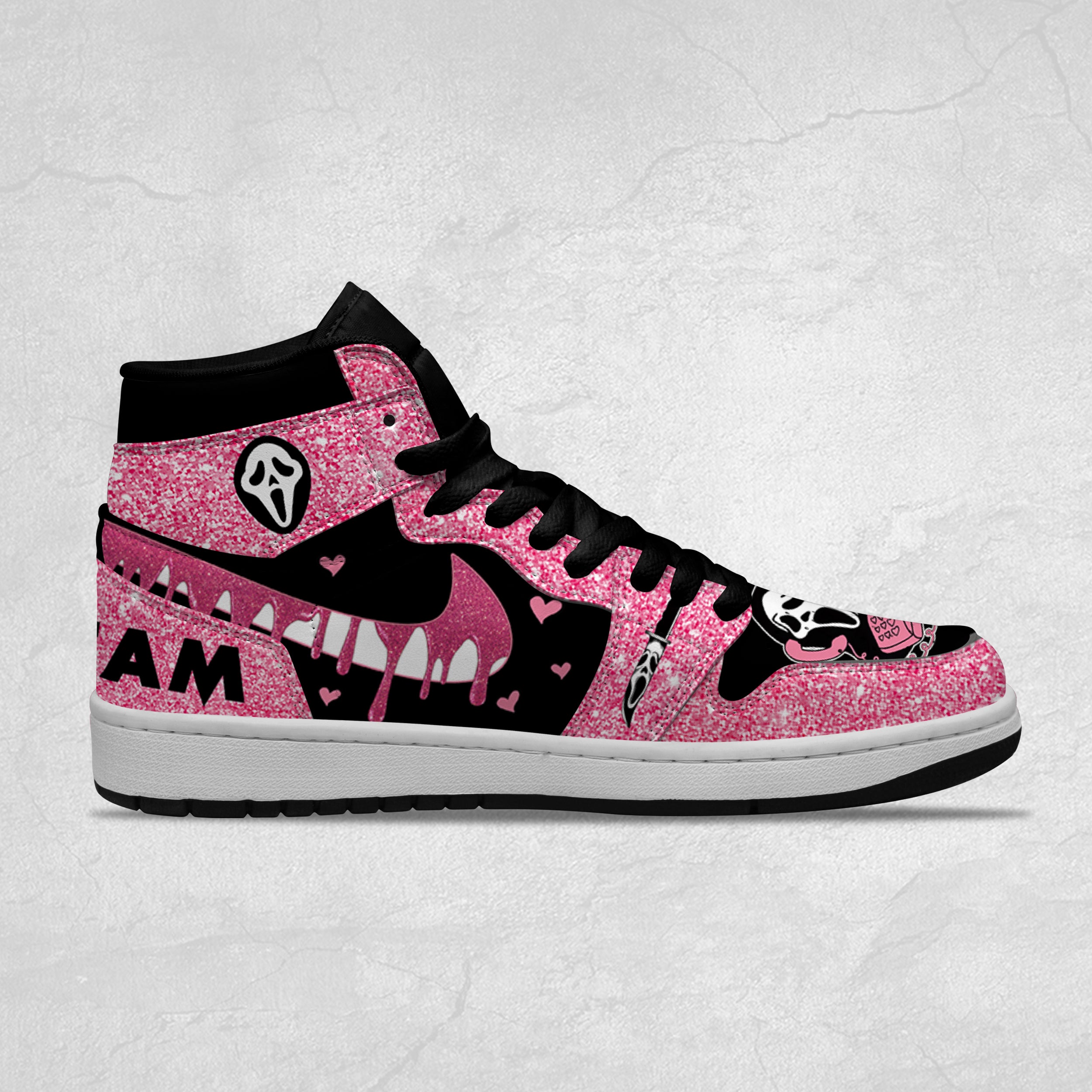 Ideafootwear Ghostface Halloween AJ1 High Sneakers Shoes For Men And Women