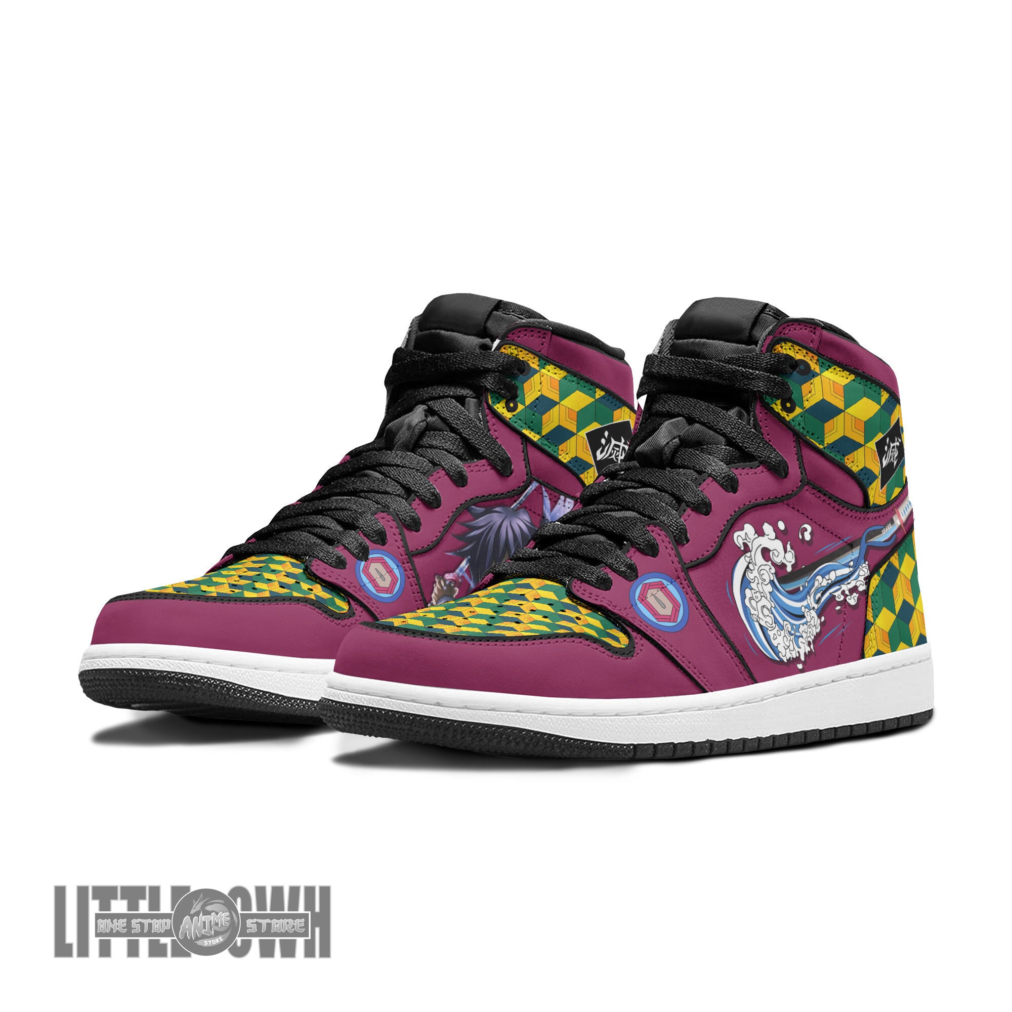 Ideafootwear Giyu Tomioka AJ1 High Sneakers Shoes For Men And Women