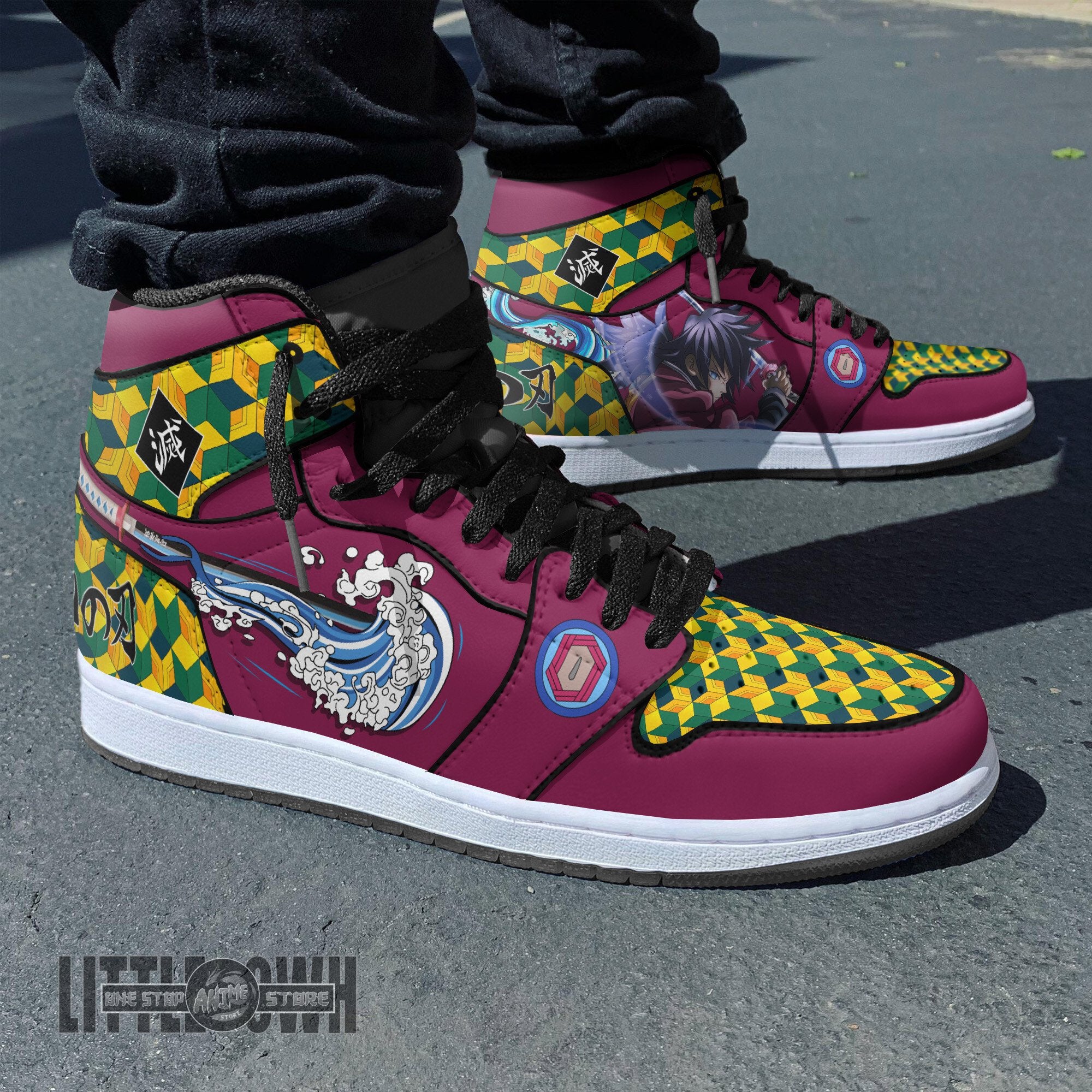 Ideafootwear Giyu Tomioka AJ1 High Sneakers Shoes For Men And Women