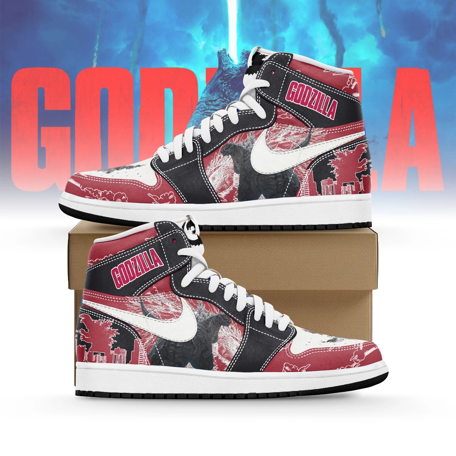 Ideafootwear Godzilla AJ1 High Sneakers Shoes For Men And Women