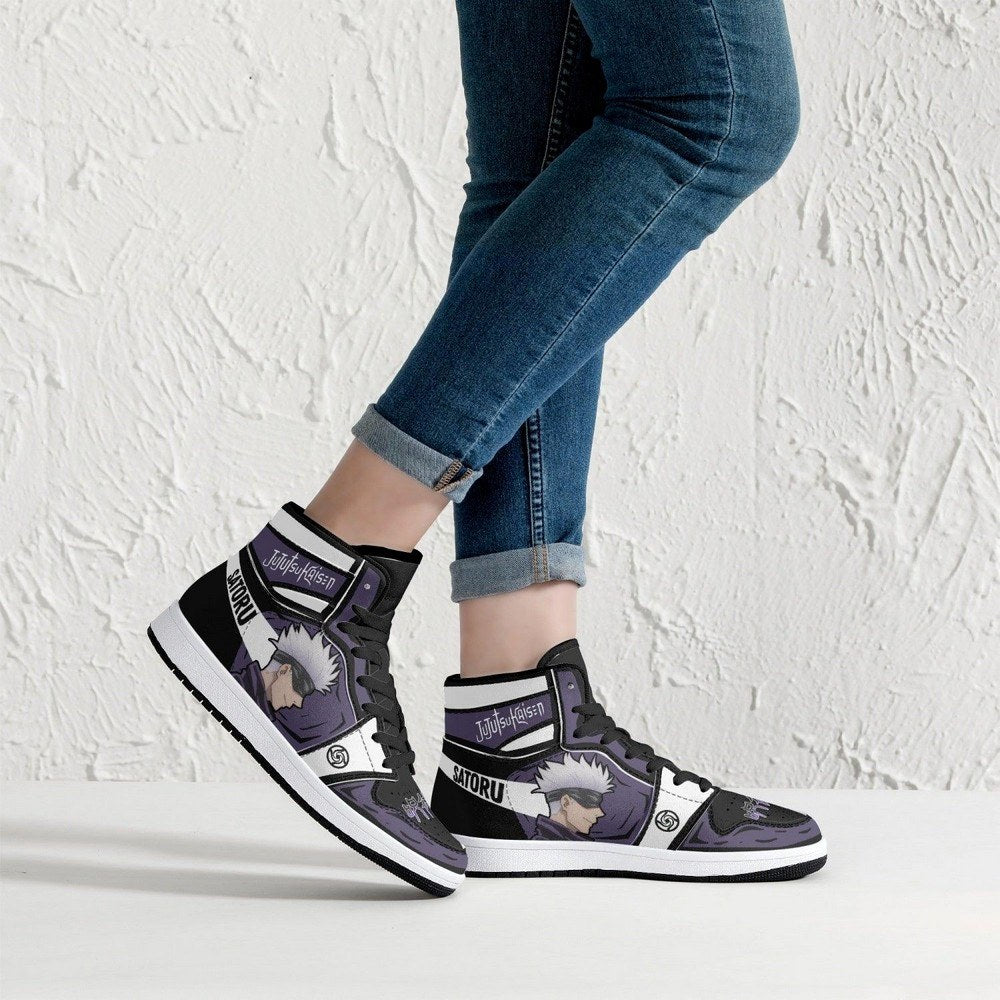 Ideafootwear Gojo Satoru Sorcery Fight AJ1 High Sneakers Shoes For Men And Women