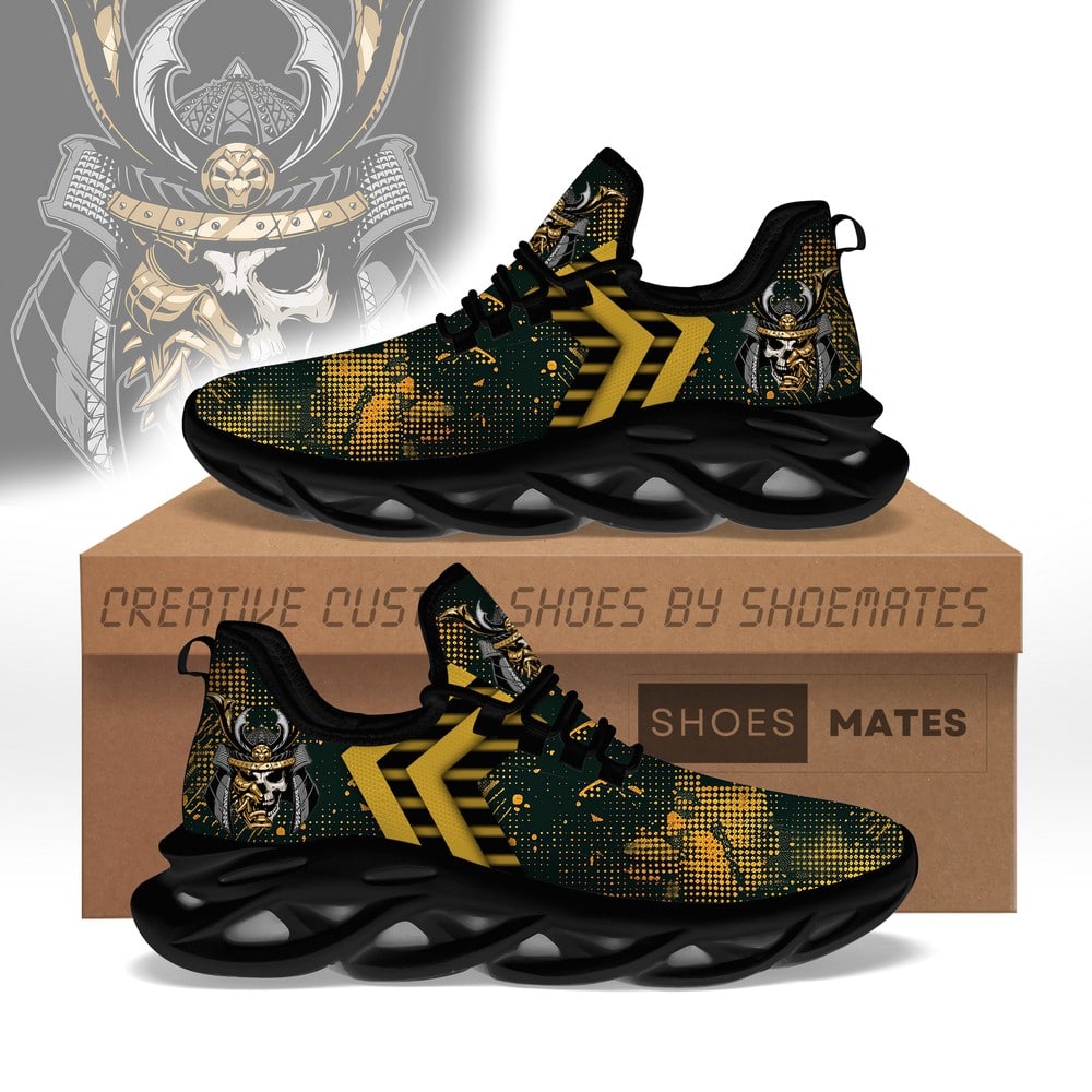 Ideafootwear Golden Samurai Skull  Max Soul Shoes Sneakers For Men And Women
