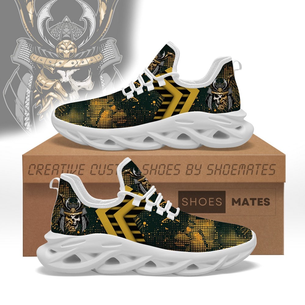 Ideafootwear Golden Samurai Skull  Max Soul Shoes Sneakers For Men And Women
