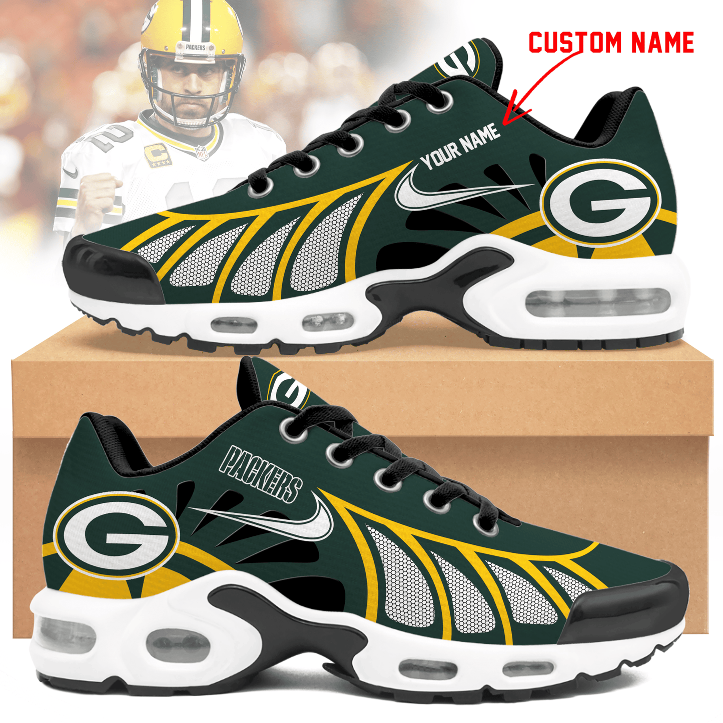 Ideafootwear Green Bay Packers TN Shoes Sneakers For Men And Women