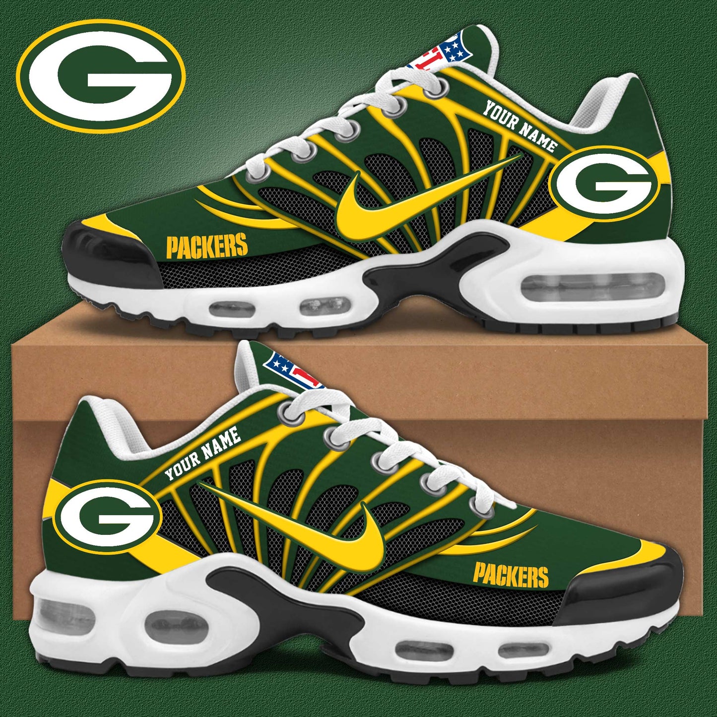 Ideafootwear Green Bay Packers TN Shoes Sneakers For Men And Women