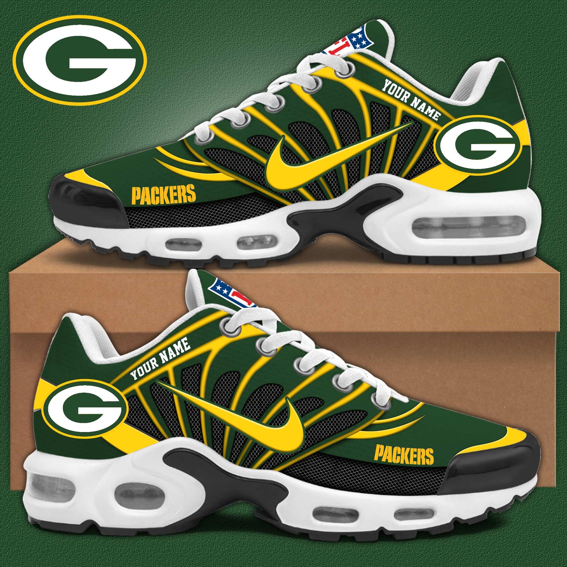 Ideafootwear Green Bay Packers TN Shoes Sneakers For Men And Women
