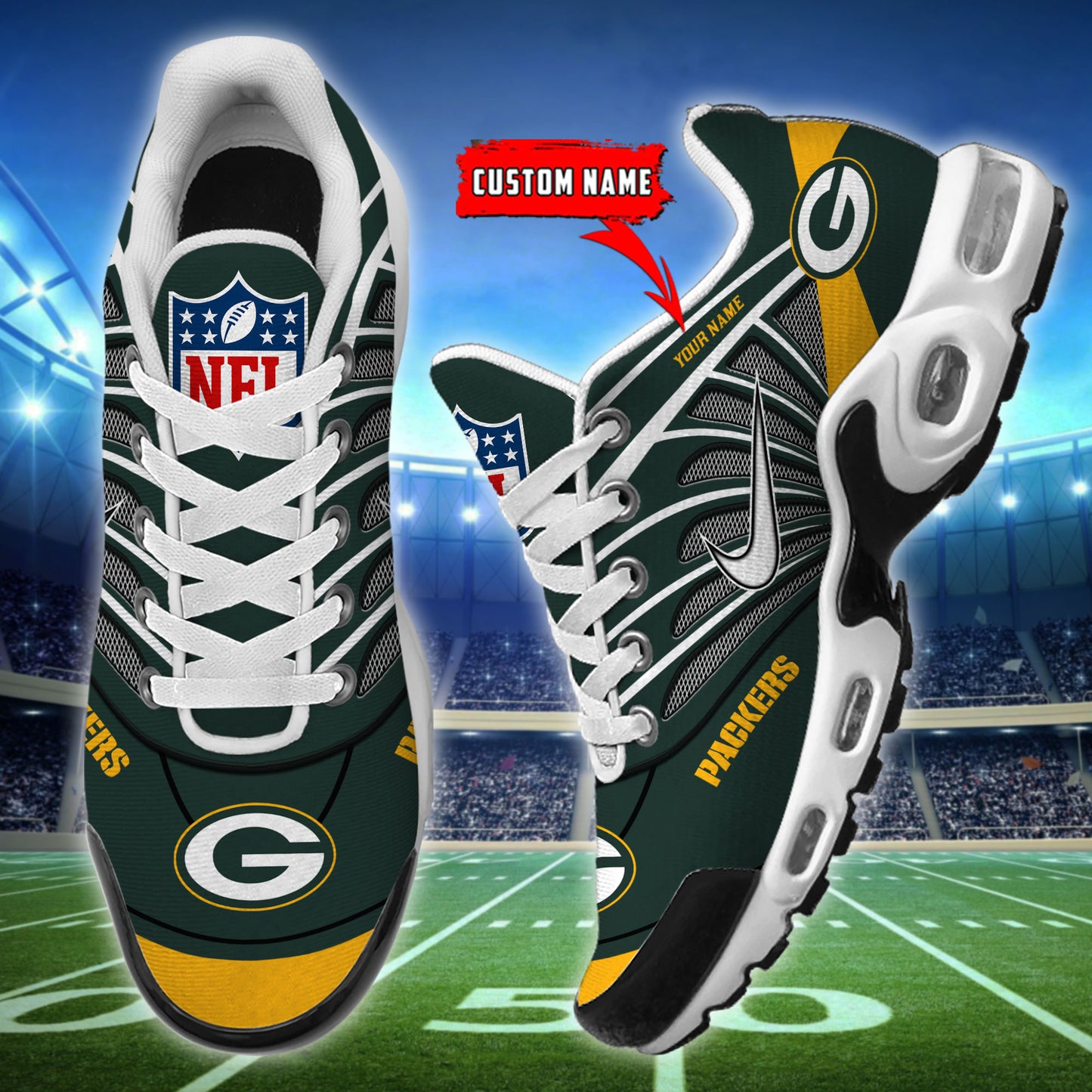 Ideafootwear Green Bay Packers TN Shoes Sneakers For Men And Women