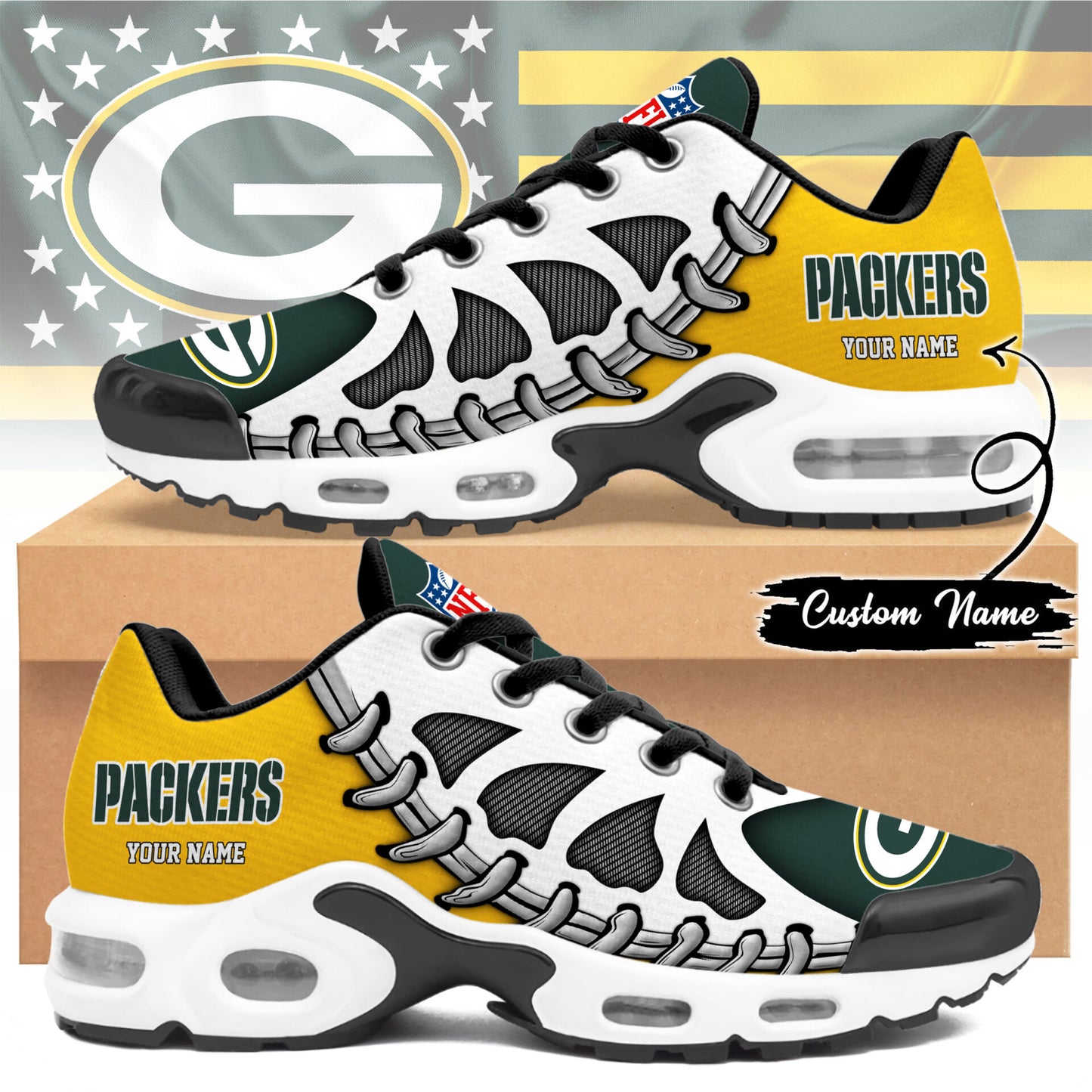 Ideafootwear Green Bay Packers TN Shoes Sneakers For Men And Women