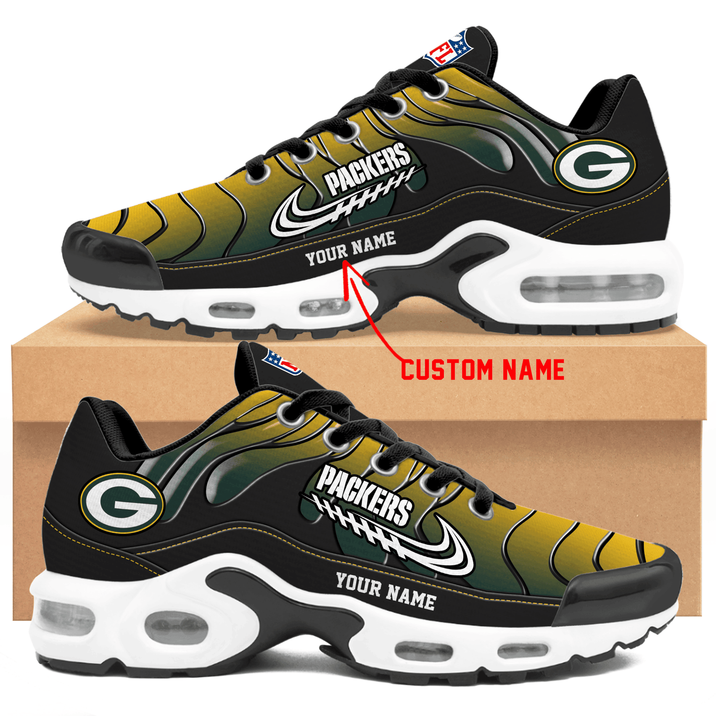 Ideafootwear Green Bay Packers TN Shoes Sneakers For Men And Women