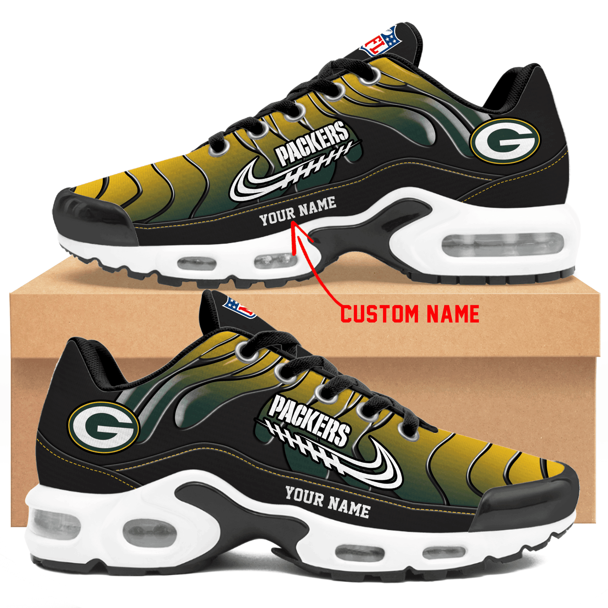 Ideafootwear Green Bay Packers TN Shoes Sneakers For Men And Women