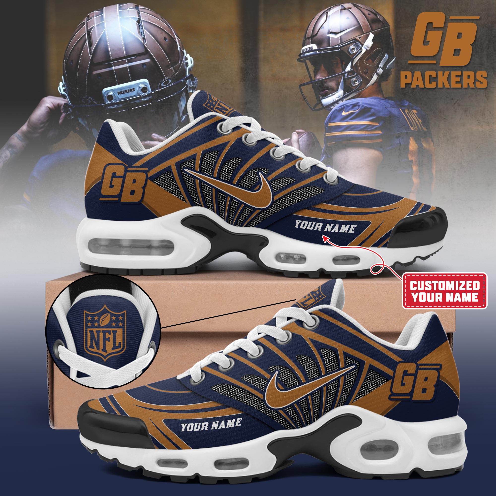 Ideafootwear Green Bay Packers TN Shoes Sneakers For Men And Women