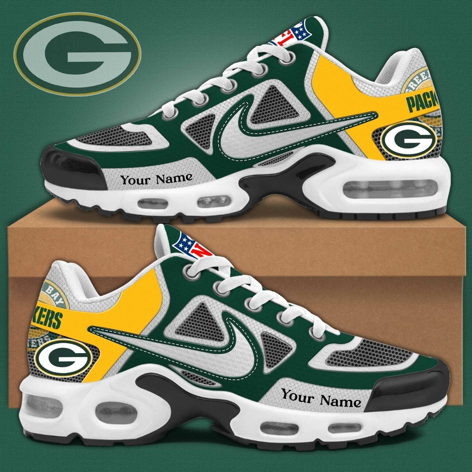Ideafootwear Green Bay Packers TN Shoes Sneakers For Men And Women