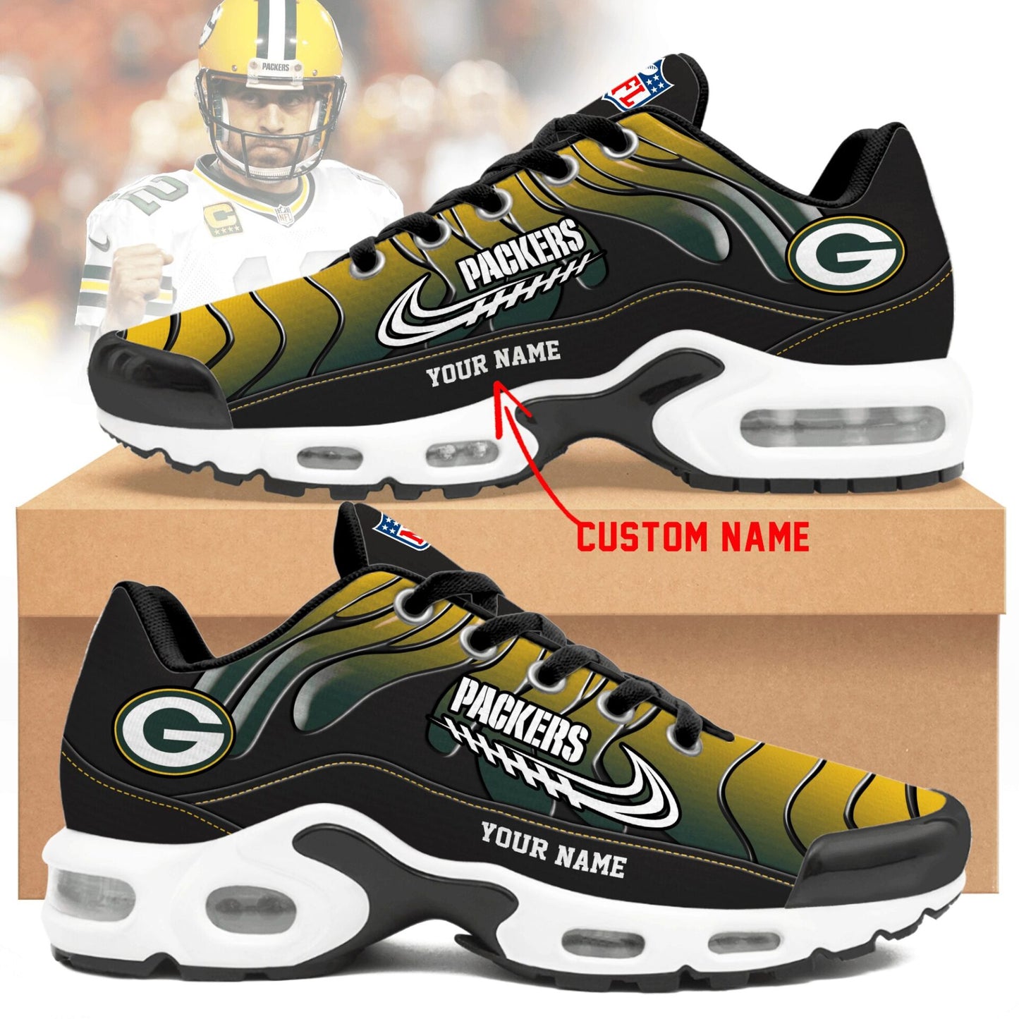 Ideafootwear Green Bay Packers TN Shoes Sneakers For Men And Women