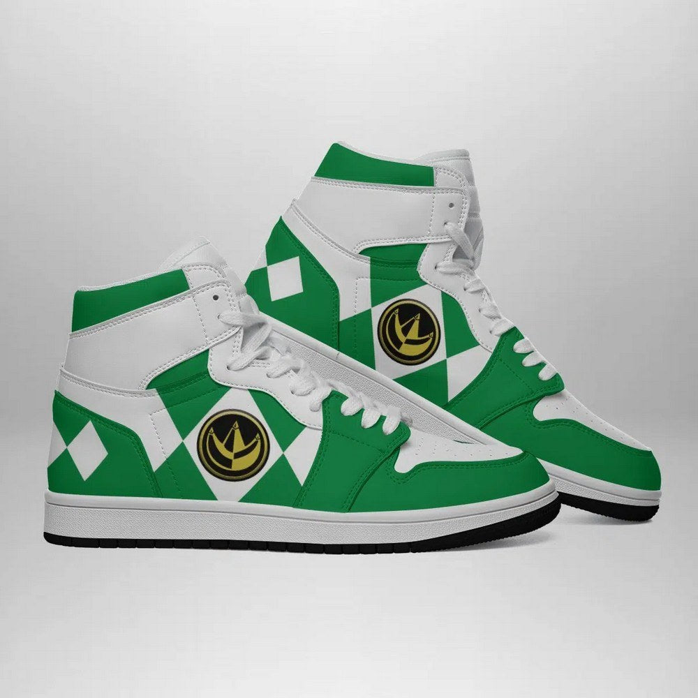 Ideafootwear Green Ranger Mighty Morphin AJ1 High Sneakers Shoes For Men And Women