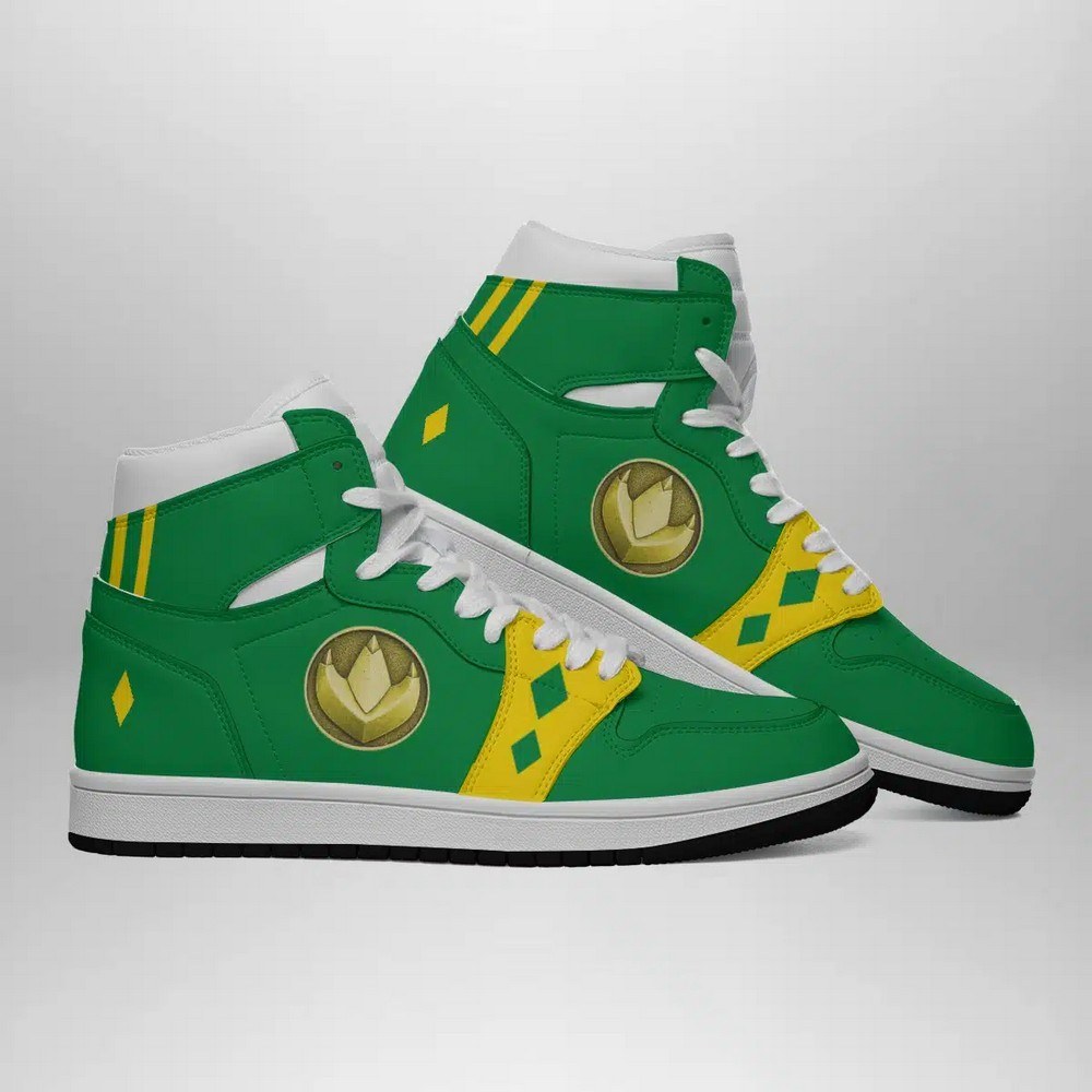 Ideafootwear Green Ranger Ninjetti Power Rangers AJ1 High Sneakers Shoes For Men And Women