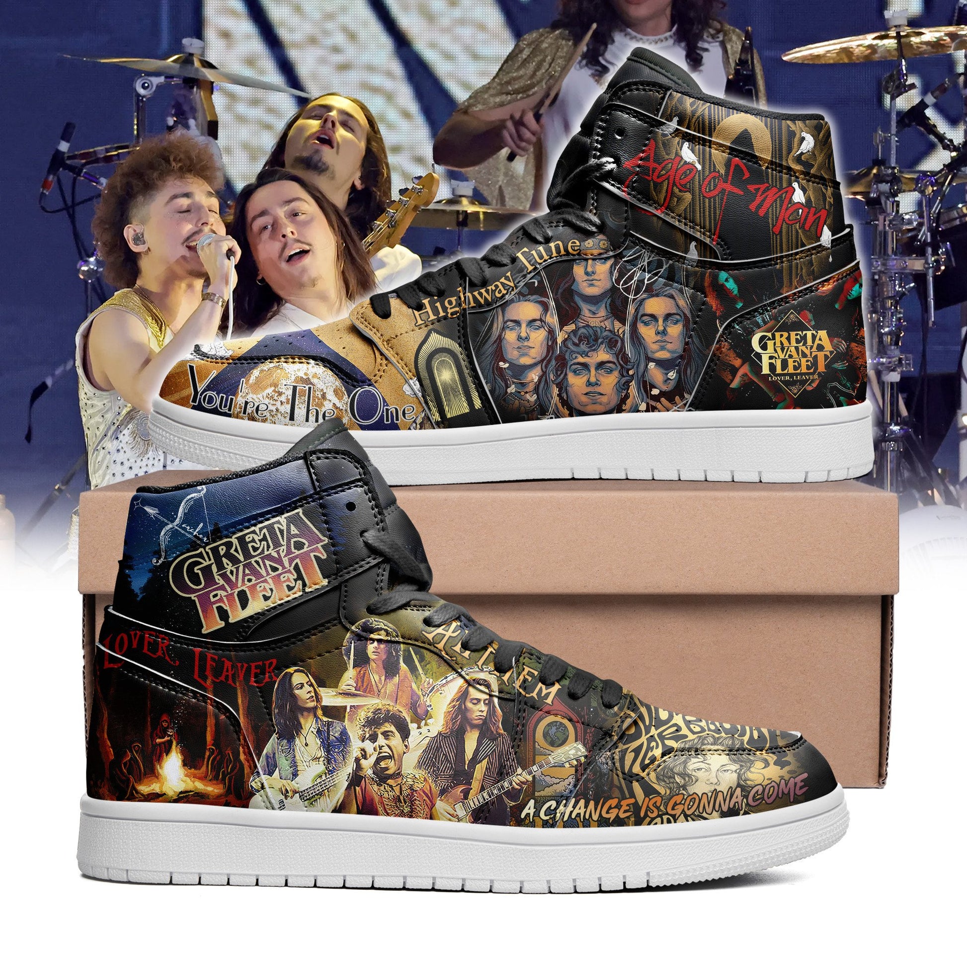 Ideafootwear Greta Van Fleet AJ1 High Sneakers Shoes For Men And Women
