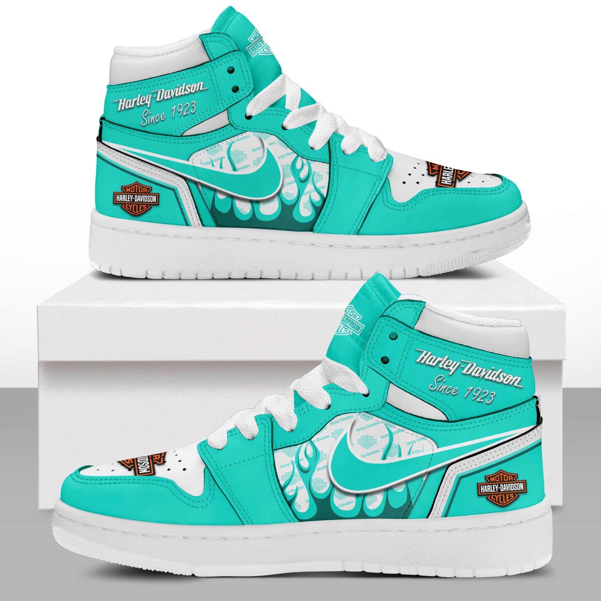 Ideafootwear Harley-Davidson AJ1 High Sneakers Shoes For Men And Women