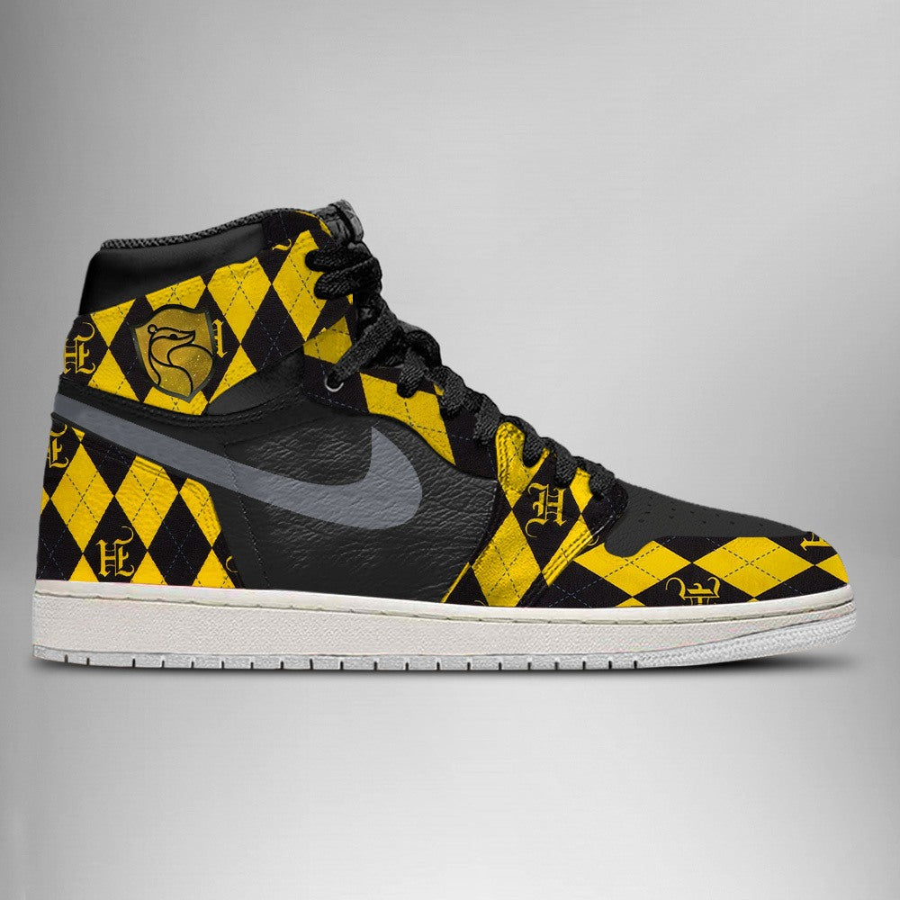 Ideafootwear Harry Potter Hufflepuff AJ1 High Sneakers Shoes For Men And Women