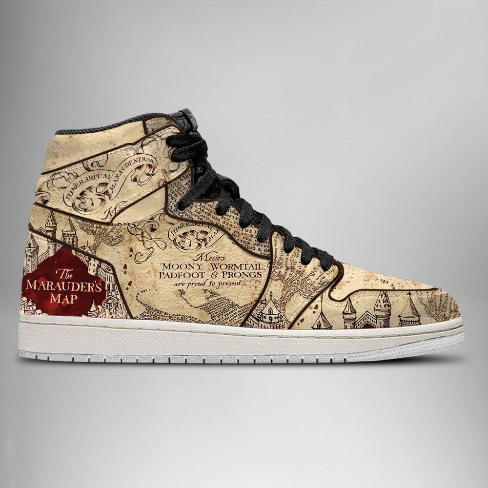Ideafootwear Harry Potter The Marauder's AJ1 High Sneakers Shoes For Men And Women
