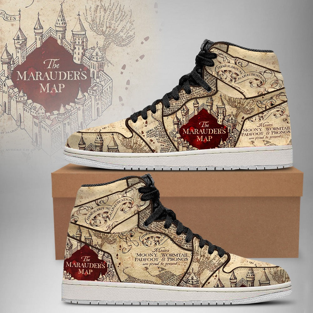 Ideafootwear Harry Potter The Marauder's AJ1 High Sneakers Shoes For Men And Women