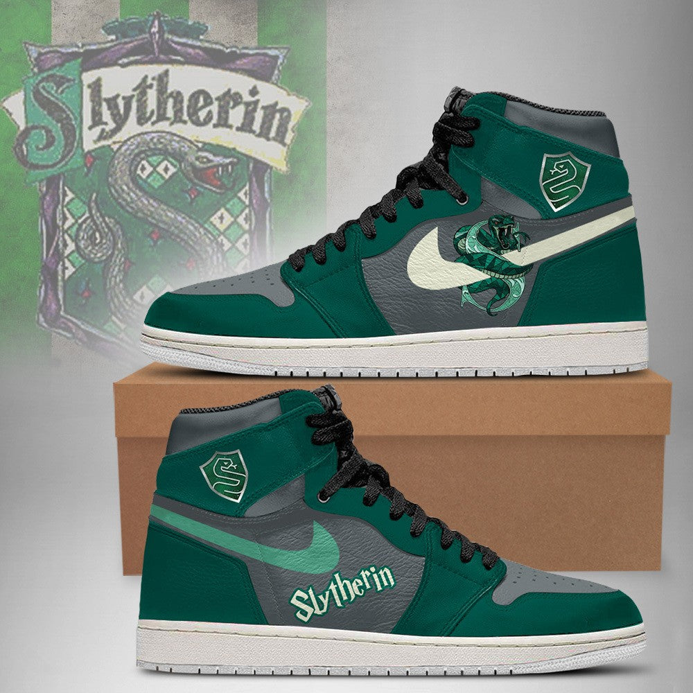 Ideafootwear Harry Potter x Slytherin AJ1 High Sneakers Shoes For Men And Women
