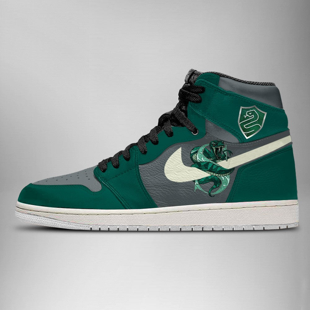 Ideafootwear Harry Potter x Slytherin AJ1 High Sneakers Shoes For Men And Women