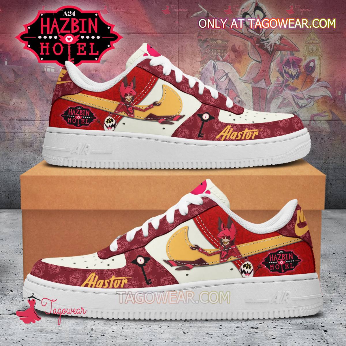 Ideafootwear Hazbin Hotel Alastor Character Air Low-Top Sneakers Shoes For Men And Women 1