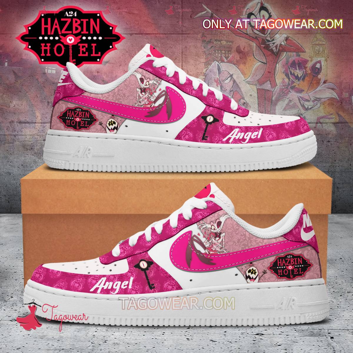 Ideafootwear Hazbin Hotel Angel Character Air Low-Top Sneakers Shoes For Men And Women 1