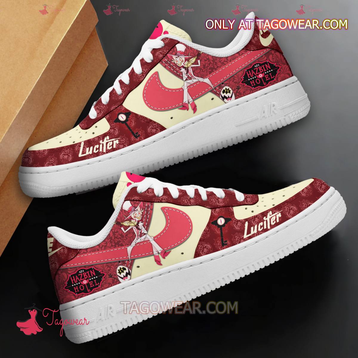 Ideafootwear Hazbin Hotel Lucifer Character Air Low-Top Sneakers Shoes For Men And Women 2