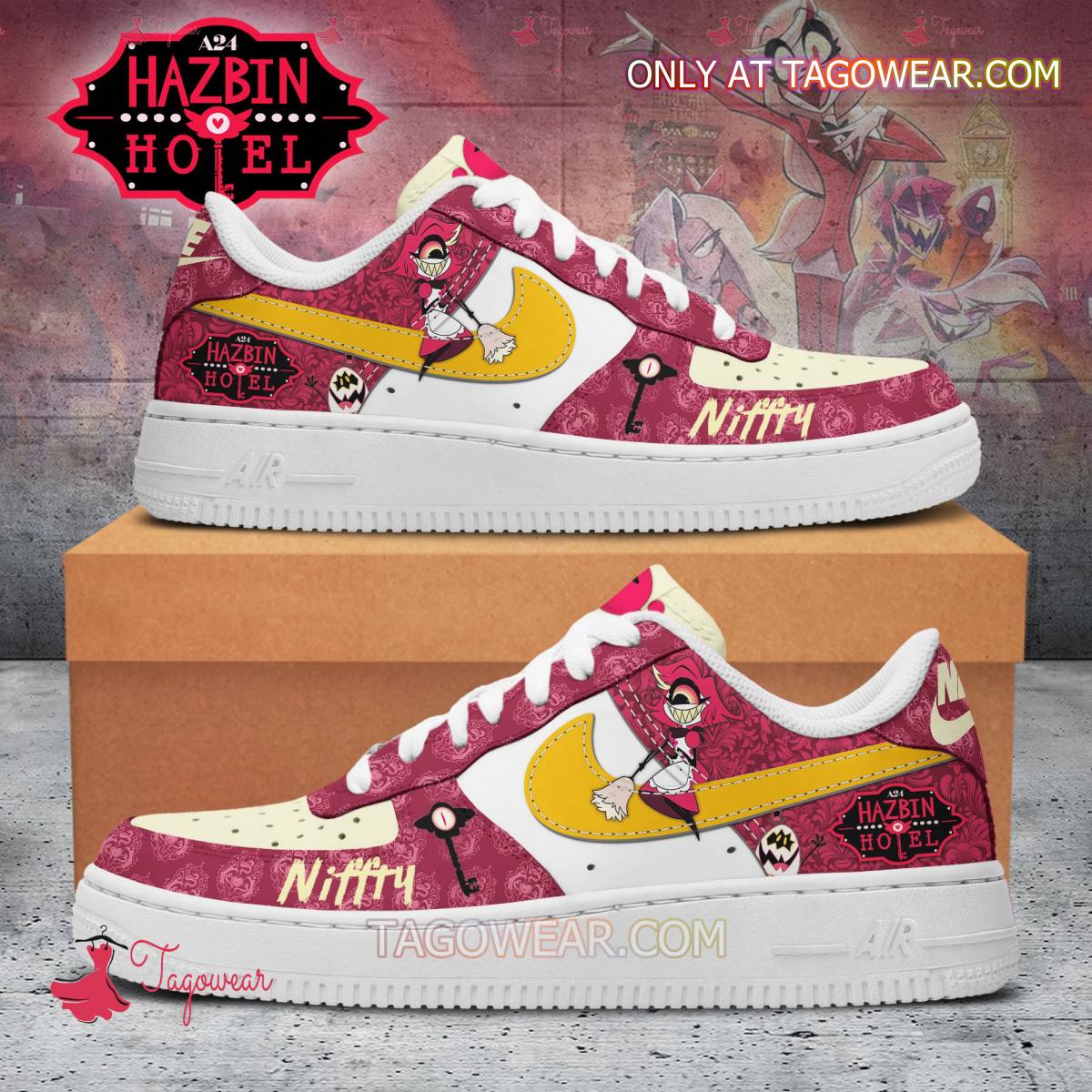 Ideafootwear Hazbin Hotel Niffty Character Air Low-Top Sneakers Shoes For Men And Women 1