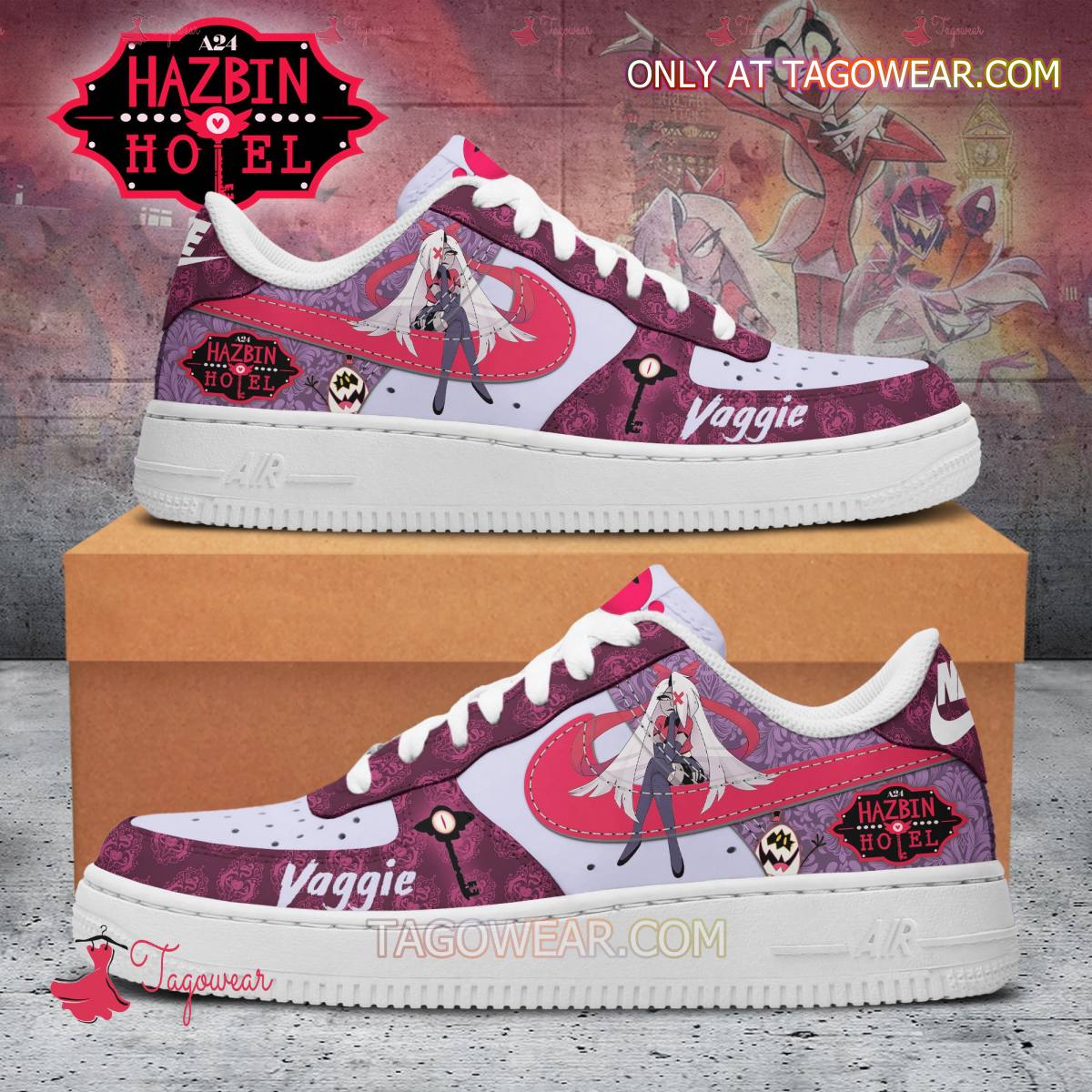 Ideafootwear Hazbin Hotel Vaggie Character Air Low-Top Sneakers Shoes For Men And Women 1