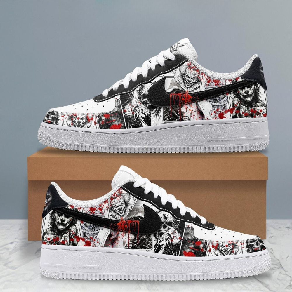 Ideafootwear Horror Movies Club In Halloween Air Low-Top Sneakers Shoes For Men And Women 1