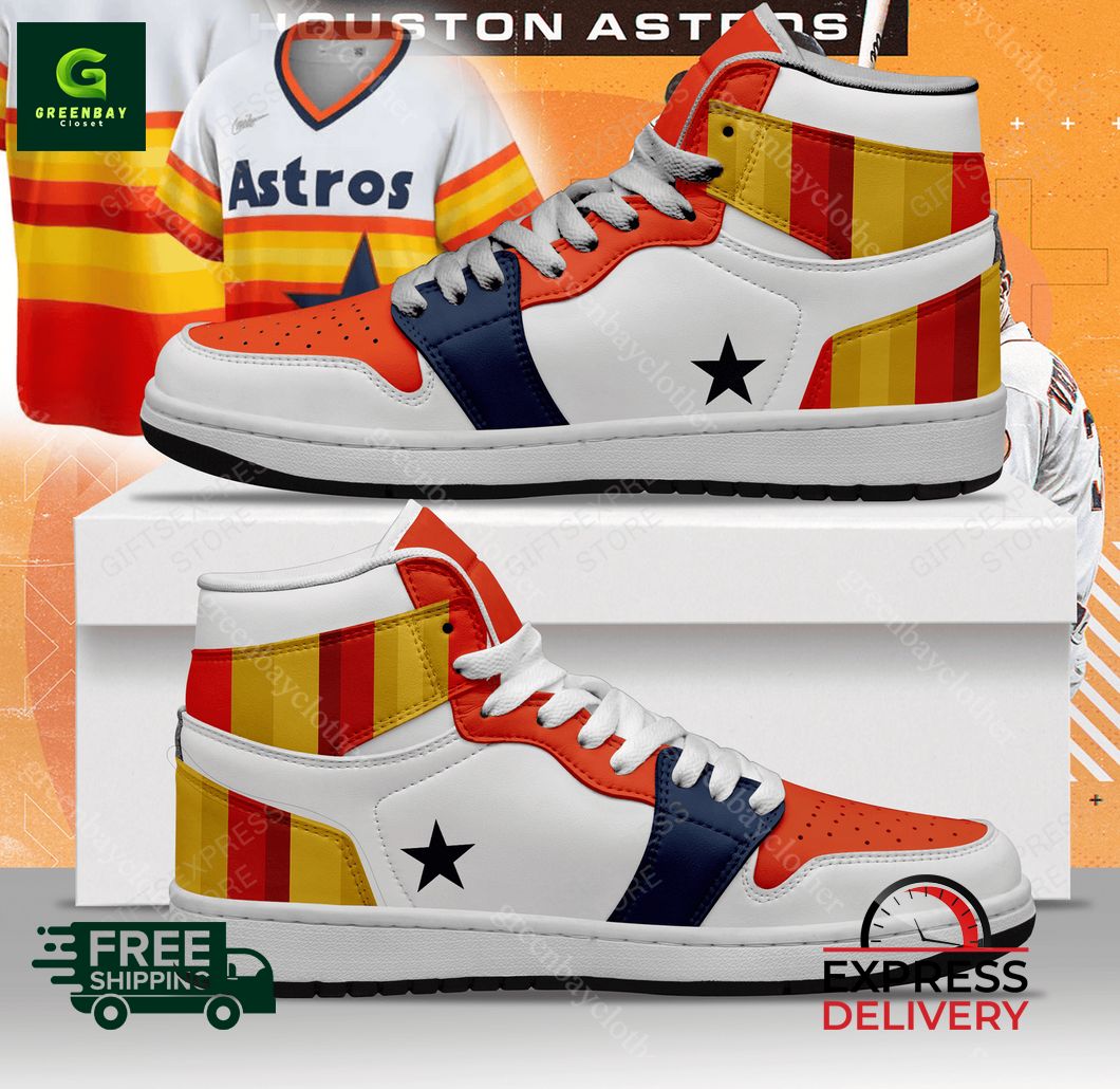 Ideafootwear Houston Astros AJ1 High Sneakers Shoes For Men And Women