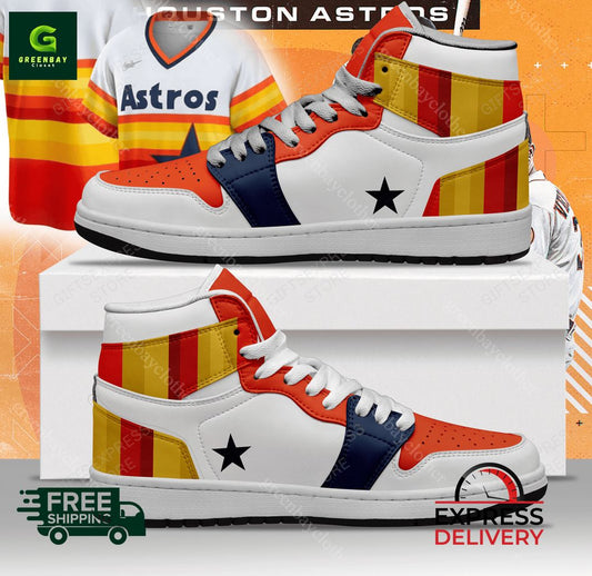Ideafootwear Houston Astros AJ1 High Sneakers Shoes For Men And Women