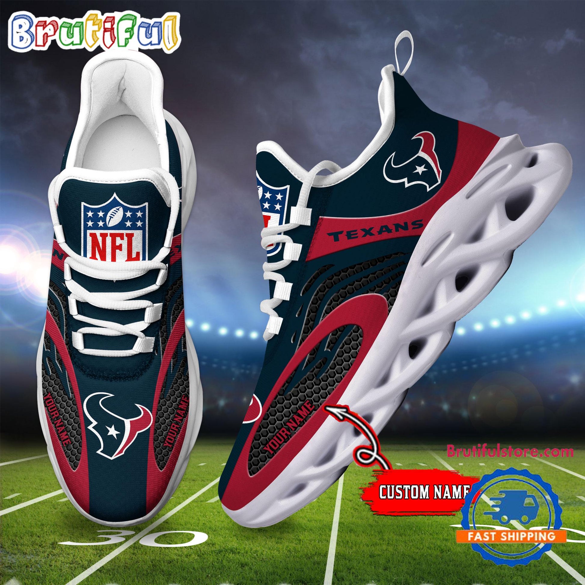 Ideafootwear Houston Texans Max Soul Shoes Sneakers For Men And Women