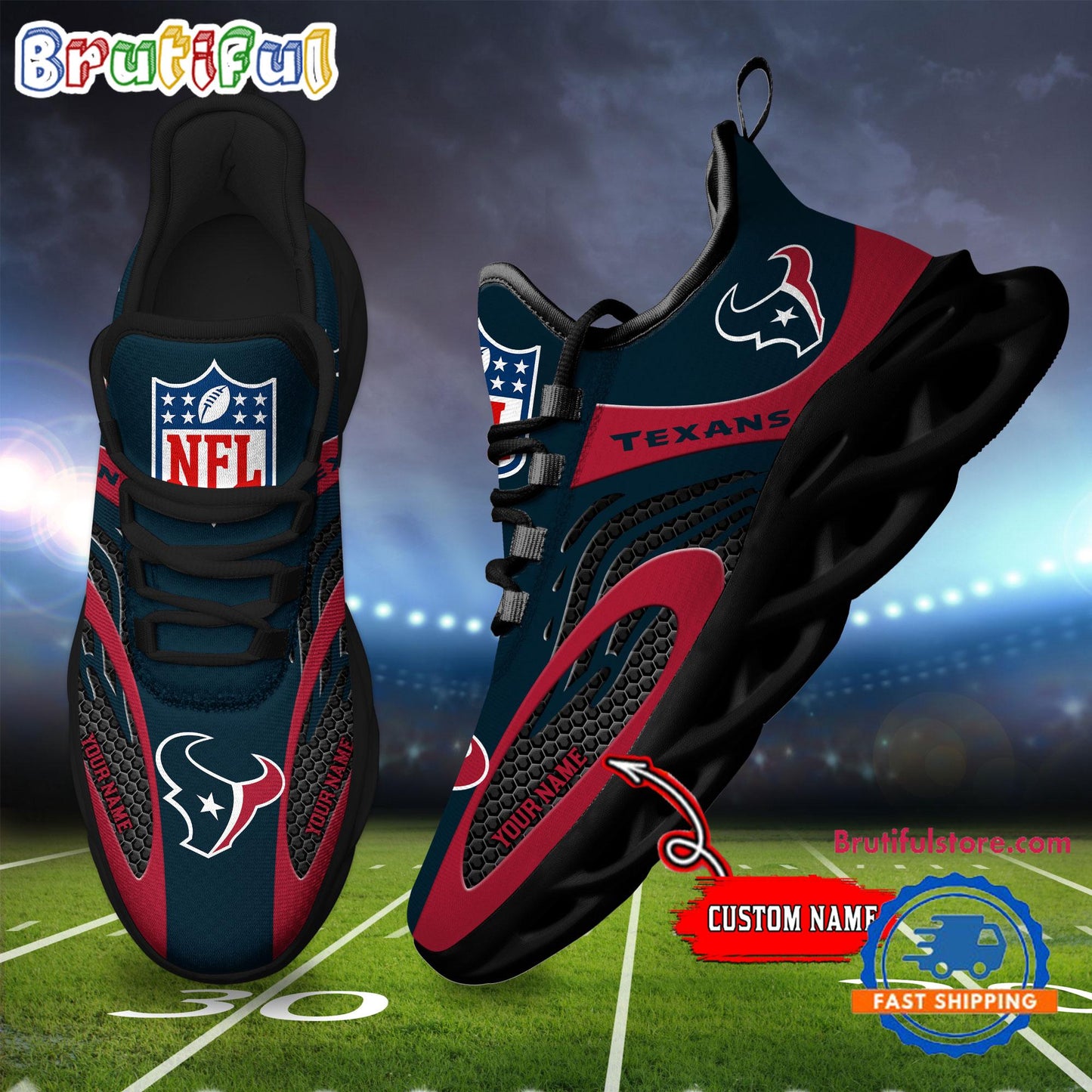 Ideafootwear Houston Texans Max Soul Shoes Sneakers For Men And Women